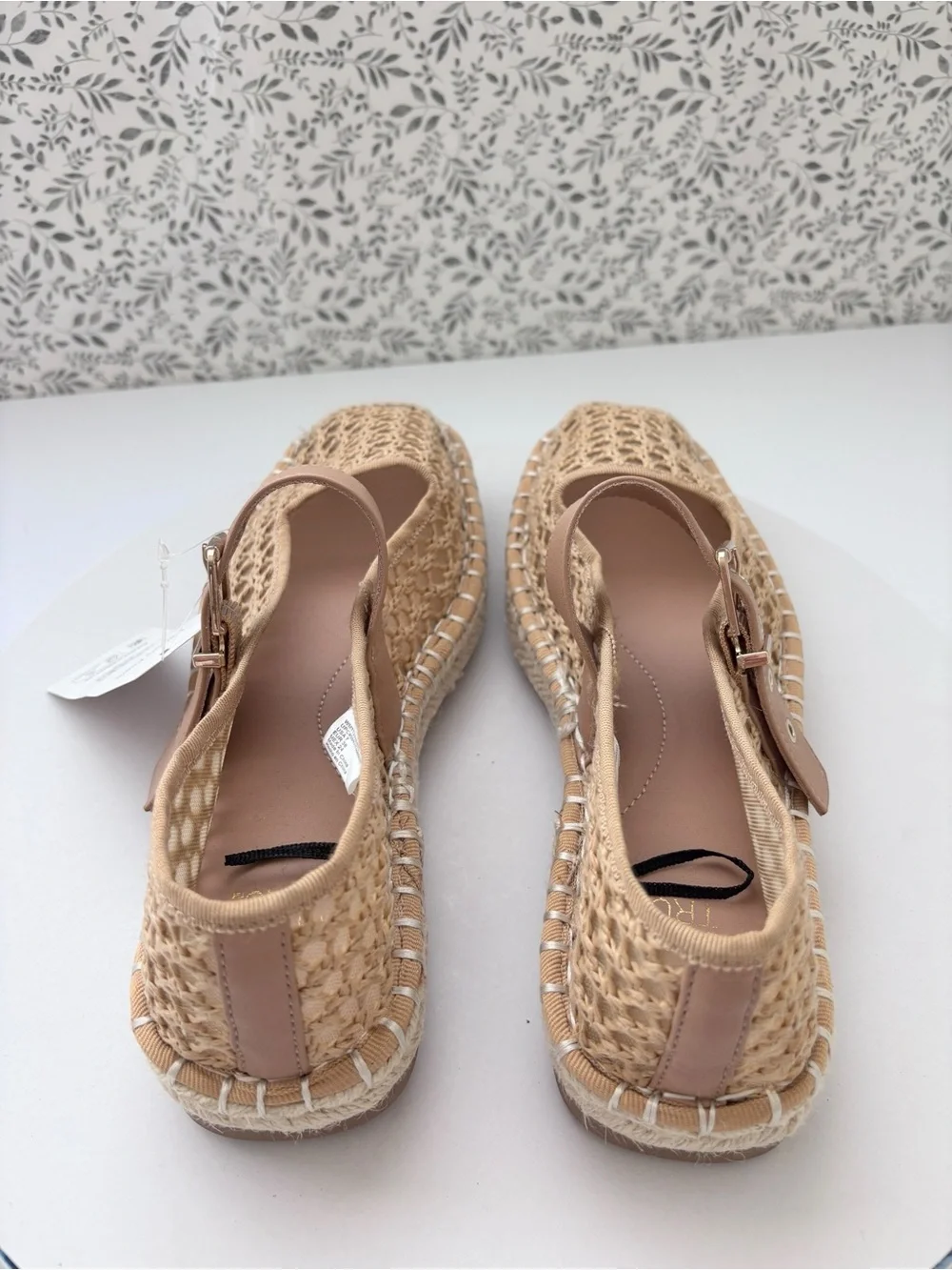 Time and Tru Raffia Espadrille Mary Jane Flats Womens 7 Memory Foam NWT